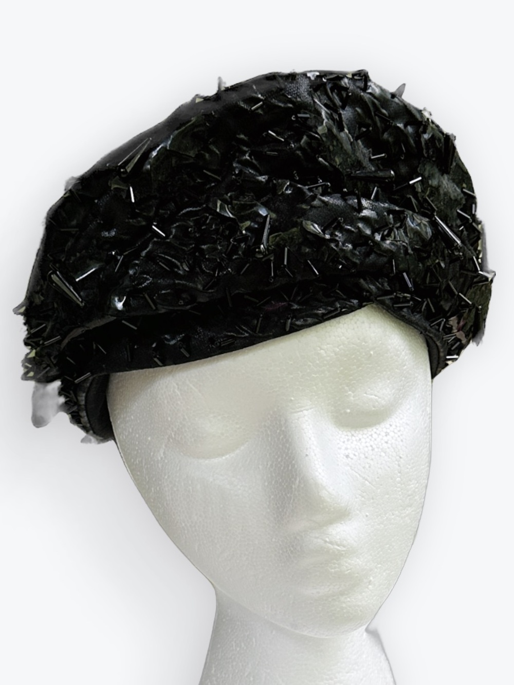 1960s Couture Vintage Beaded Special Occasion Pillbox Christian Dior Black Hat